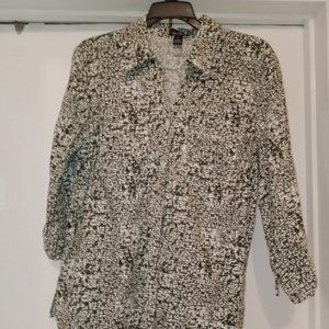 Erika Olive Patterned Blouse With Tie Sleeves